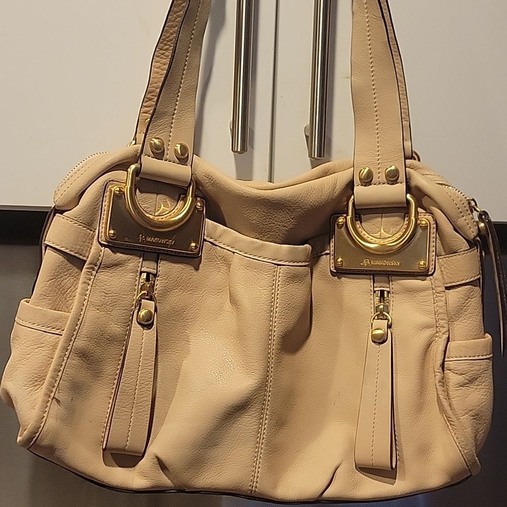 B. MAKOWSKY Shoulder Bag Gold Hardware Tan